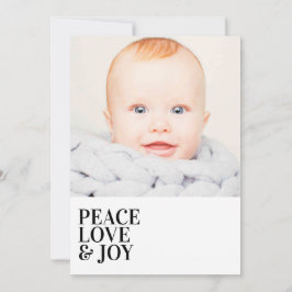 Modern minimalistisk Peace Kärlek Joy Helgdag Phot Julkort