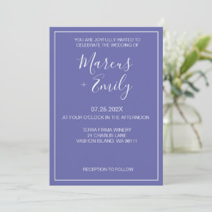 Modern minimalistisk periwinkle & White Bröllop Inbjudningar