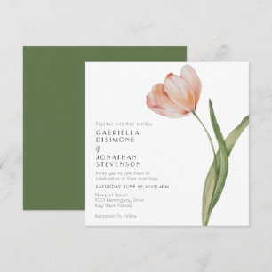 Modern minimalistisk persivfärgsfärg Tulip Bröllop Inbjudningar