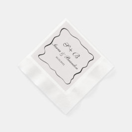Modern minimalistisk Personlig Bröllop B&W-servett Pappersservett
