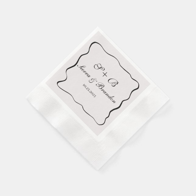 Modern minimalistisk Personlig Bröllop B&W-servett Pappersservett (Hörn)
