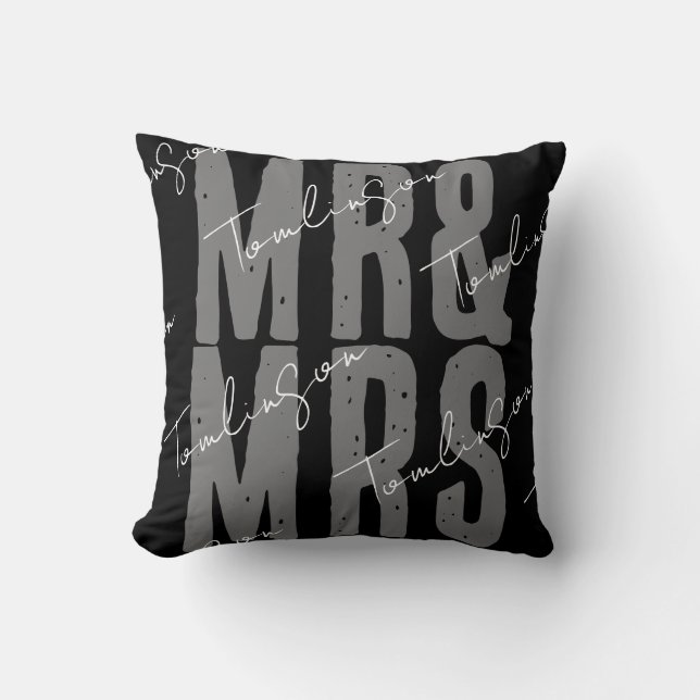 Modern minimalistisk personlig Mr. och Mrs. Kudde (Framsida)
