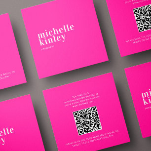 Modern minimalistisk personlig shock rosa för enke fyrkantigt visitkort