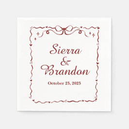 Modern minimalistisk Personligt bröllp Red Napkins Pappersservett
