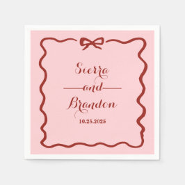 Modern minimalistisk Personligt bröllp Rosa Napkin Pappersservett