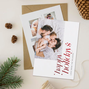 Modern minimalistisk Photo Collage Snyggt Red Foil Julkort