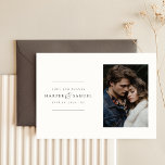Modern minimalistisk Photo Tack Bröllop-kort<br><div class="desc">Jag vill uttrycka min tacksamhet för vårt moderna minimalistiska Photo Tack Bröllop-kort. Det här eleganten har två romantiska pars foto och en handskriven svartvit design,  perfekt för en avslappnad chic bröllop. Dess enkla,  minimalistiska stil visar ett hjärtligt tack med stor finkänslighet.</div>
