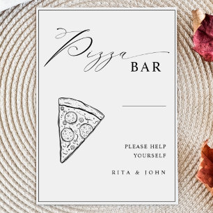 Modern minimalistisk Pizza Pub Bröllop-signal Poster