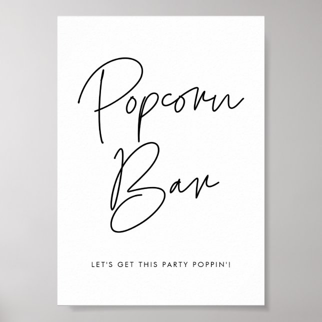 Modern minimalistisk Popcorn pub-tecken Poster (Framsidan)
