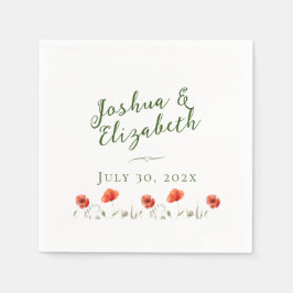Modern minimalistisk poppies Bröllop Pappersservett