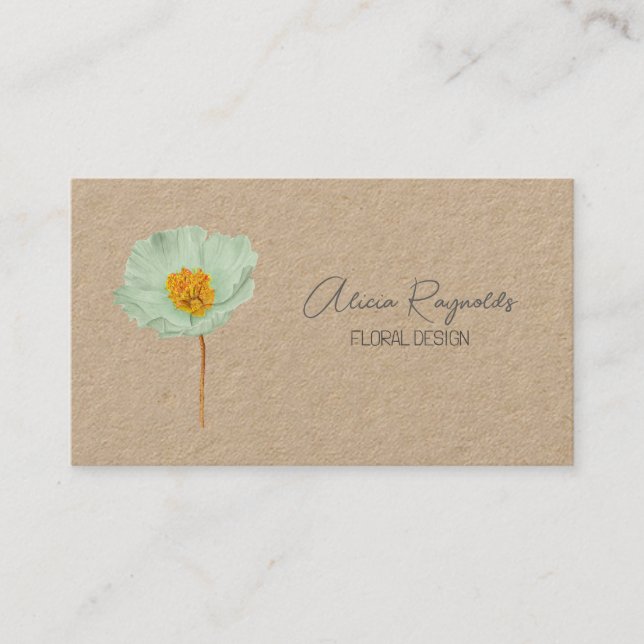 Modern minimalistisk poppy i blommigten Kraft Visitkort (Framsida)
