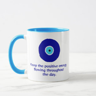 Modern, minimalistisk positiv energi, blå Evil Öga Mugg