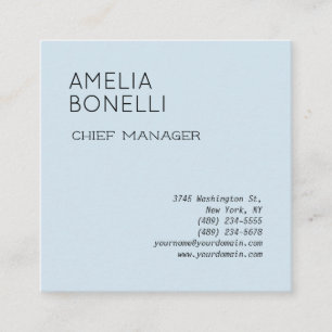 Modern minimalistisk Professionell - blå Fyrkantigt Visitkort