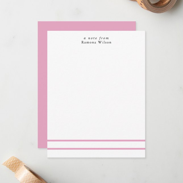 Modern minimalistisk professionell chic rosa & vit anteckningskort (Skapare uppladdad)