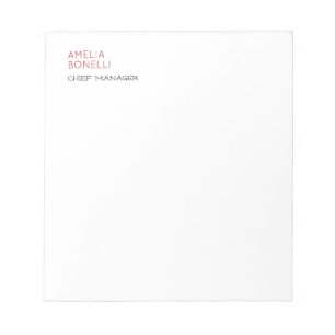 Modern Minimalistisk Professionell Enkel Röd Vit Anteckningsblock