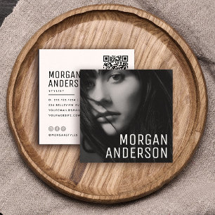 Modern minimalistisk professionell foto QR-kod Fyrkantigt Visitkort