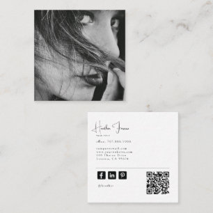 Modern Minimalistisk Professionell Foto Social QR- Fyrkantigt Visitkort