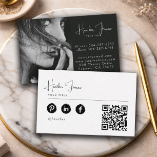 Modern Minimalistisk Professionell Foto Social QR- Visitkort