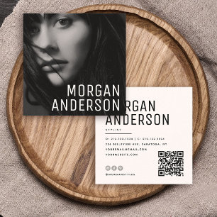 Modern, minimalistisk Professionell, fotot, QR-kod Fyrkantigt Visitkort