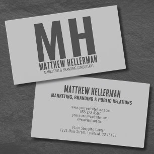 Modern Minimalistisk Professionell Grå Monogram Visitkort