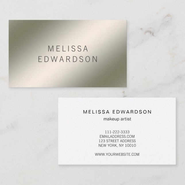 Modern minimalistisk professionell i silver visitkort (Fram/baksida)
