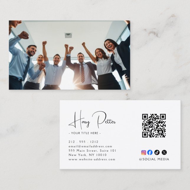 Modern Minimalistisk Professionell Logotyp Foto Visitkort (Fram/baksida)
