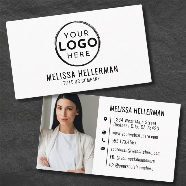 Modern Minimalistisk Professionell Logotyp Foto Visitkort (Modern Minimalist Professional Logo Business Card)