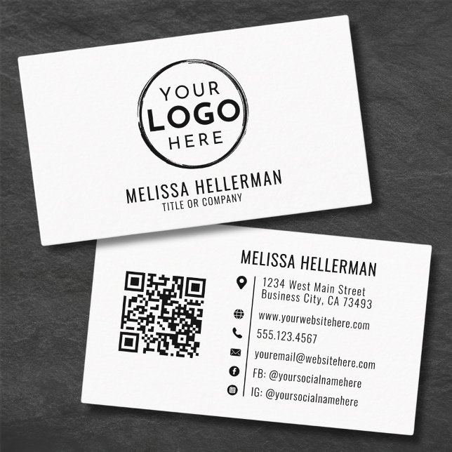 Modern Minimalistisk Professionell Logotyp QR-kod Visitkort (Modern Minimalist Professional Logo QR Code Business Card)