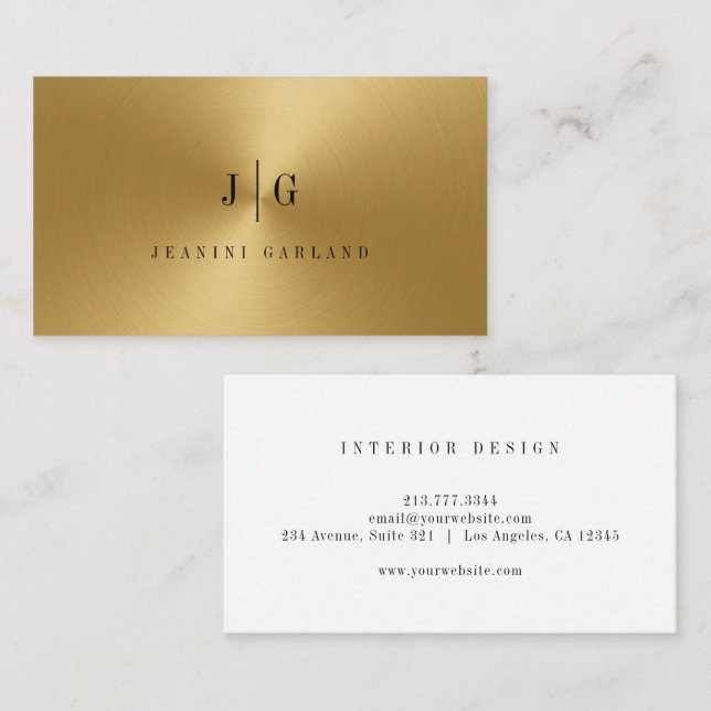  Modern minimalistisk professionell monogram guld Visitkort (Fram/baksida)