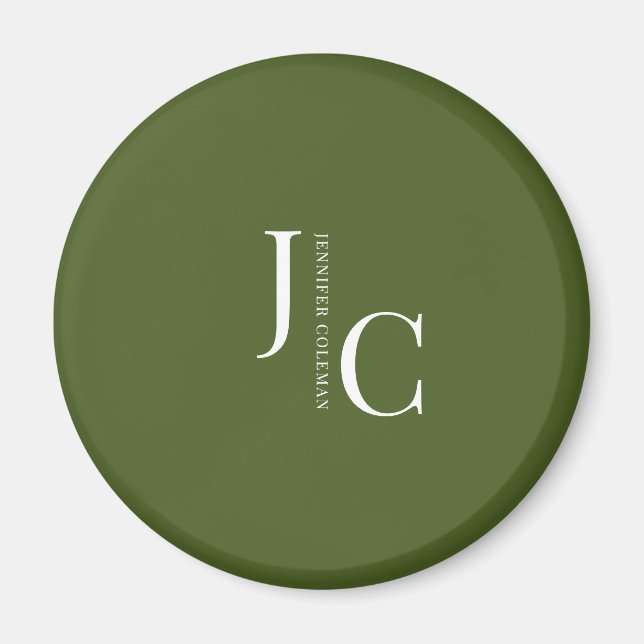 Modern Minimalistisk Professionell Monogram Moss-G Magnet (Framsidan)