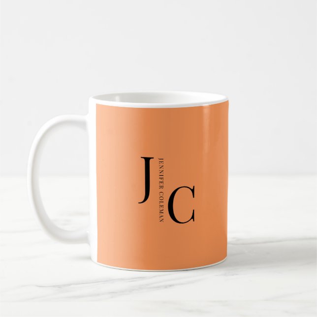 Modern Minimalistisk Professionell Monogram-Orange Kaffemugg (Vänster)