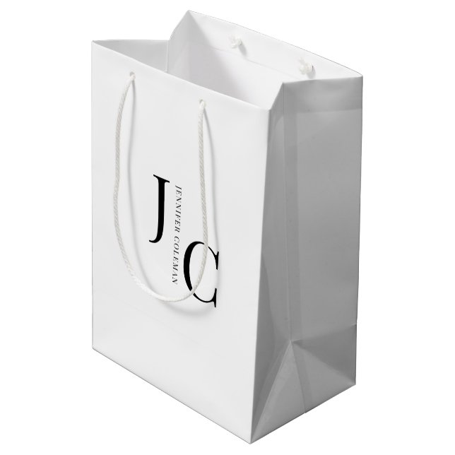 Modern minimalistisk professionell monogram vit (Baksidan Vinklad)