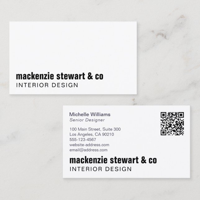 Modern Minimalistisk Professionell QR-kod Visitkort (Fram/baksida)