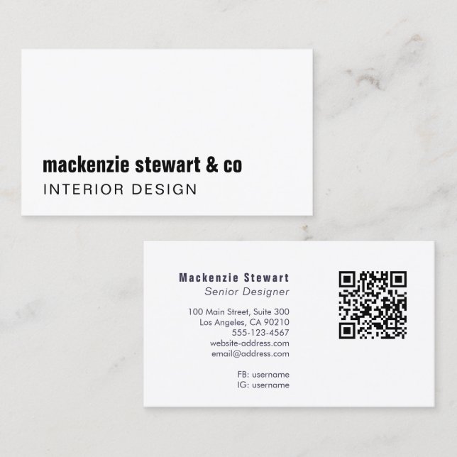 Modern Minimalistisk Professionell QR-kod Visitkort (Fram/baksida)