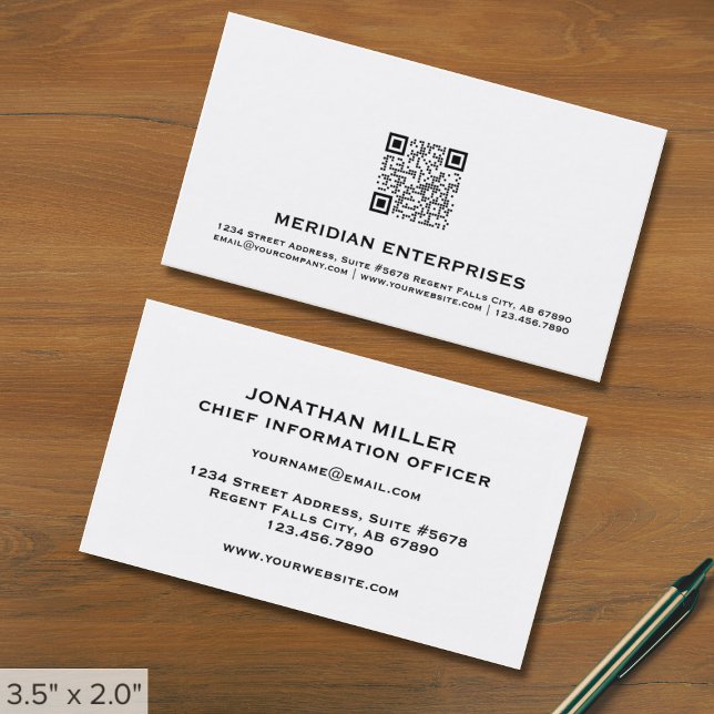 Modern Minimalistisk Professionell QR-kod Visitkort (Skapare uppladdad)