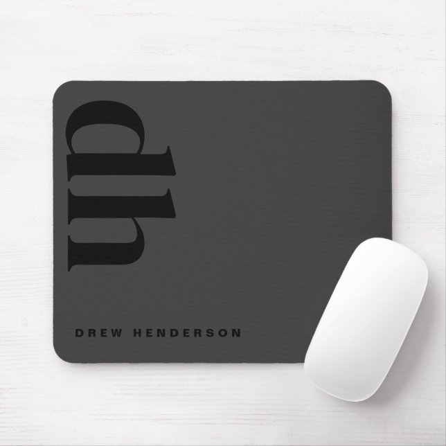 Modern minimalistisk Professionell, svart monogram Musmatta (Med mus)
