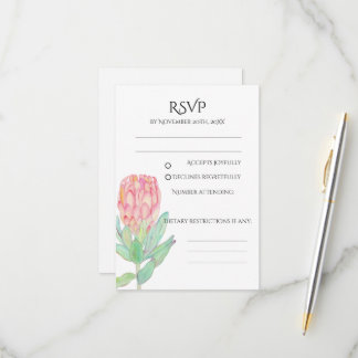 Modern Minimalistisk Protea Botanisk Bröllop OSA Kort