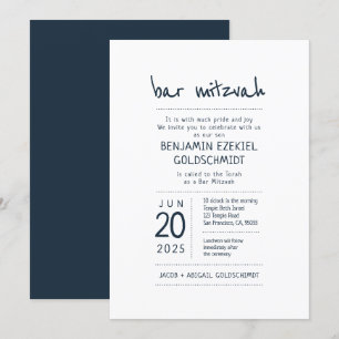 Modern + minimalistisk Pub Mitzvah Inbjudningar