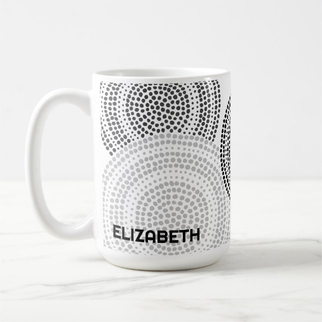 Modern minimalistisk punktgeometrisk cirkel, svart kaffemugg (Vänster)