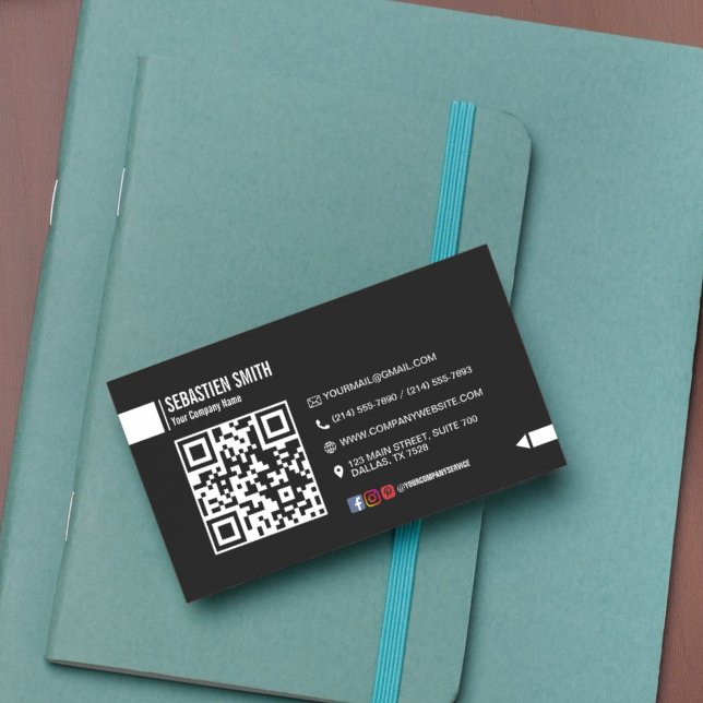 Modern minimalistisk QR-Affärskort - svart Visitkort (Modern Minimalist QR Code Business Card - Black)