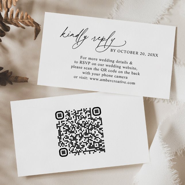 Modern Minimalistisk QR-Bröllop OSA Visitkort (Skapare uppladdad)