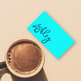 Modern minimalistisk QR-kod cyan blue lettering Visitkort