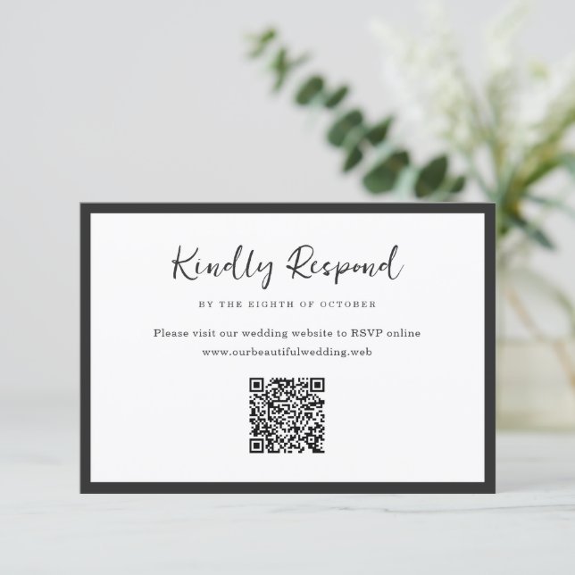 Modern minimalistisk QR-kod för bröllop OSA Kort (Stående Fram)