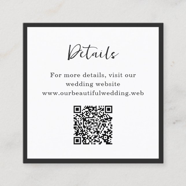 Modern minimalistisk QR-kod för bröllop Tilläggskort (Framsida)