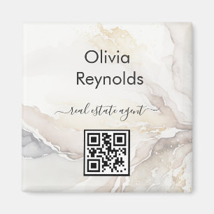 Modern minimalistisk QR-kod för Marble Struktur Ne Magnet
