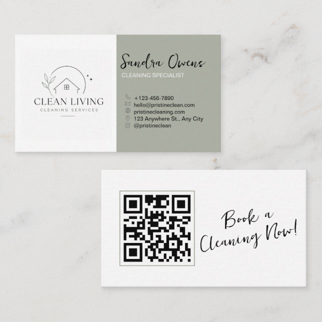 Modern Minimalistisk QR-kod för städtjänster Visitkort (Fram/baksida)