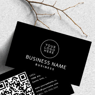 Modern minimalistisk QR-kod för svart och vit Logo Visitkort