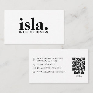 Modern minimalistisk QR-kod inredningsdesigner Visitkort