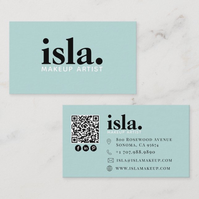 Modern Minimalistisk QR-kod Makeup Artist Visitkort (Fram/baksida)