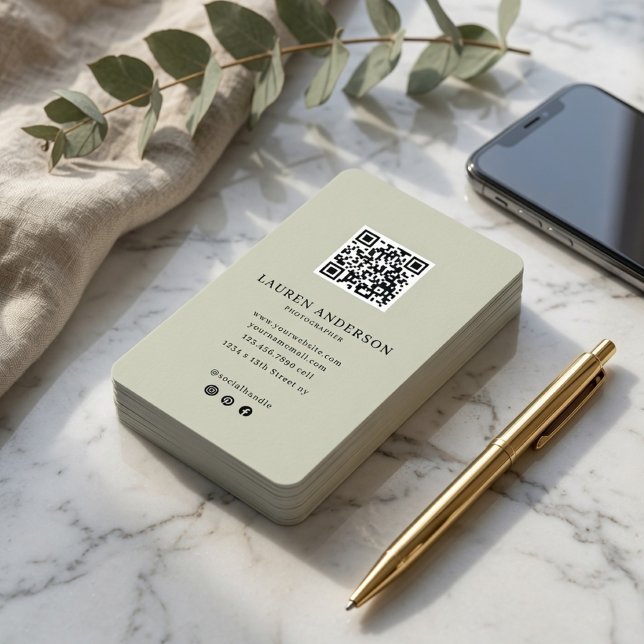 Modern Minimalistisk QR-kod Personlig Visitkort (Skapare uppladdad)
